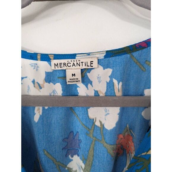 J. Crew Mercantile High‎ Low Faux Wrap Dress women's size Medium Blue floral - Picture 5 of 11